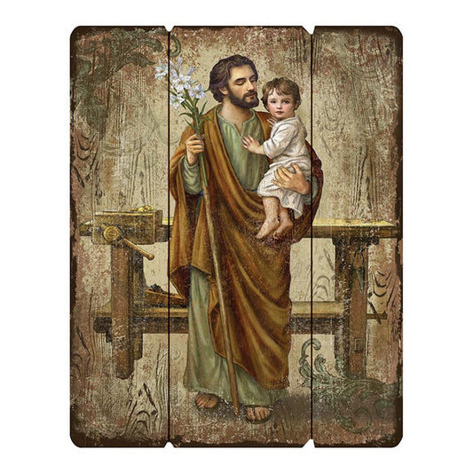 Wood Pallet Sign - Saint Joseph and Child