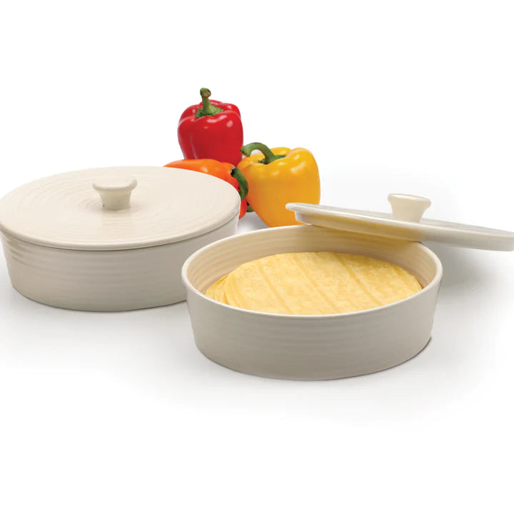 White Stoneware 8in Tortilla Warmer