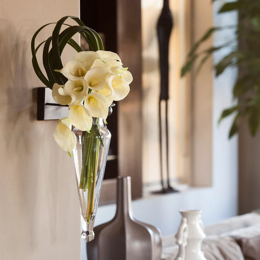 Amphora Glass Vase on Iron Sconce with Finials