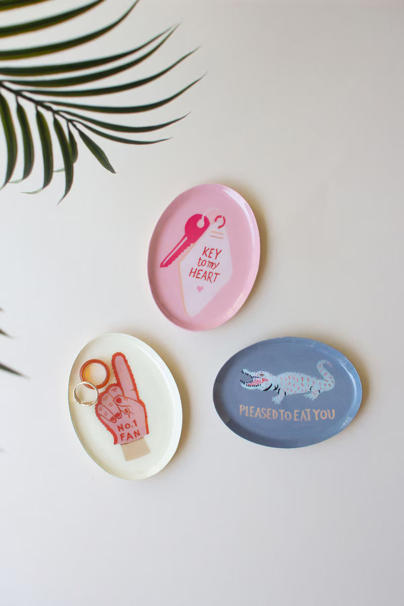 Set of 3 Printed Decal Trinket Trays with Sayings