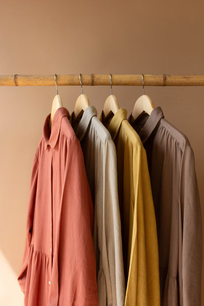 Pistachio Long-Sleeve Buttondown Dress with Pockets