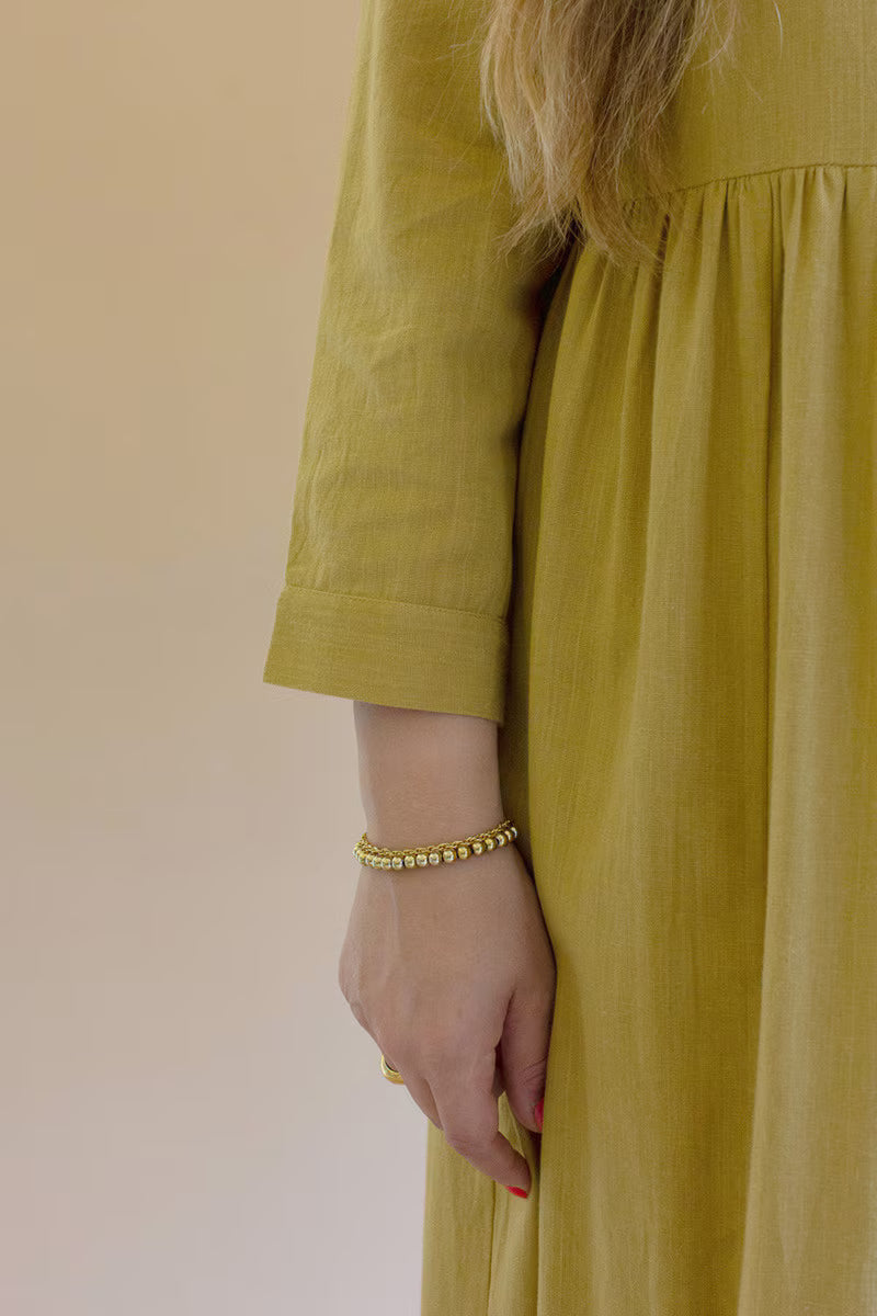 Pistachio Long-Sleeve Buttondown Dress with Pockets