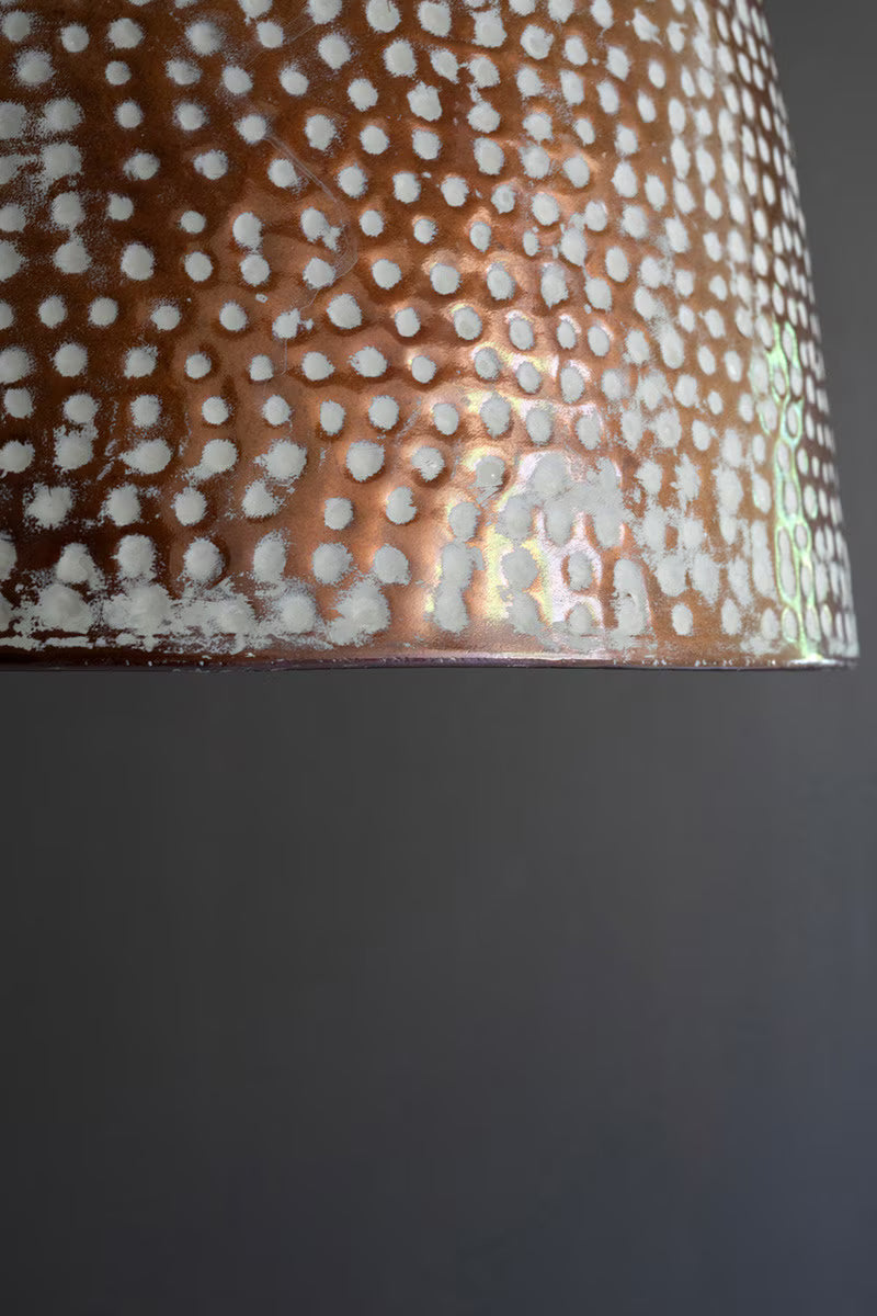 White-Washed Rustic Metal Hammered Pendant Light