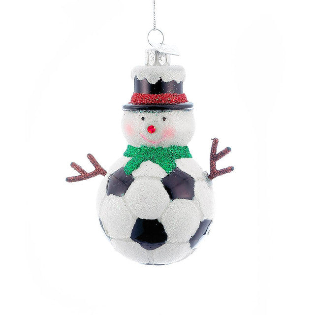 3.5'' Noble Gems Glass Soccer Snowman Ornament