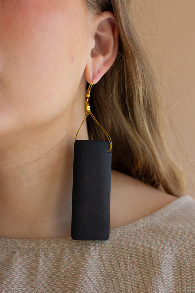 Pair of Black Bone Earrings