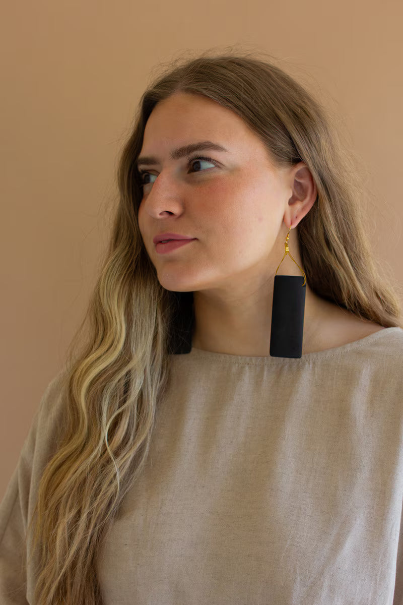 Pair of Black Bone Earrings