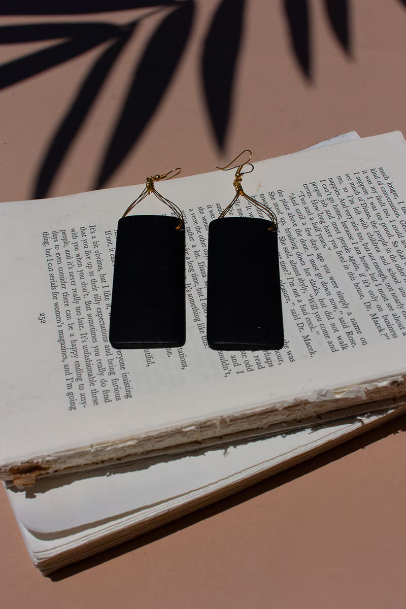 Pair of Black Bone Earrings