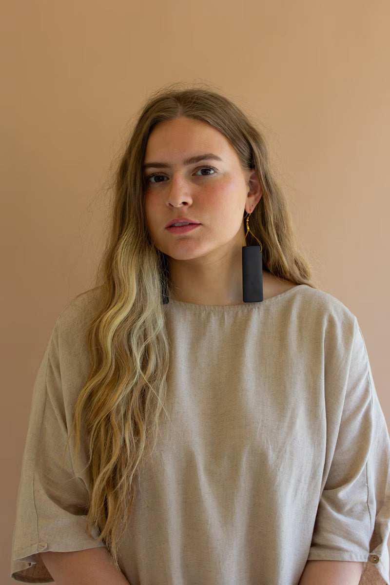 Pair of Black Bone Earrings