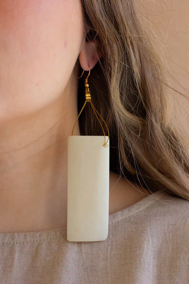 Pair of White Bone Earrings