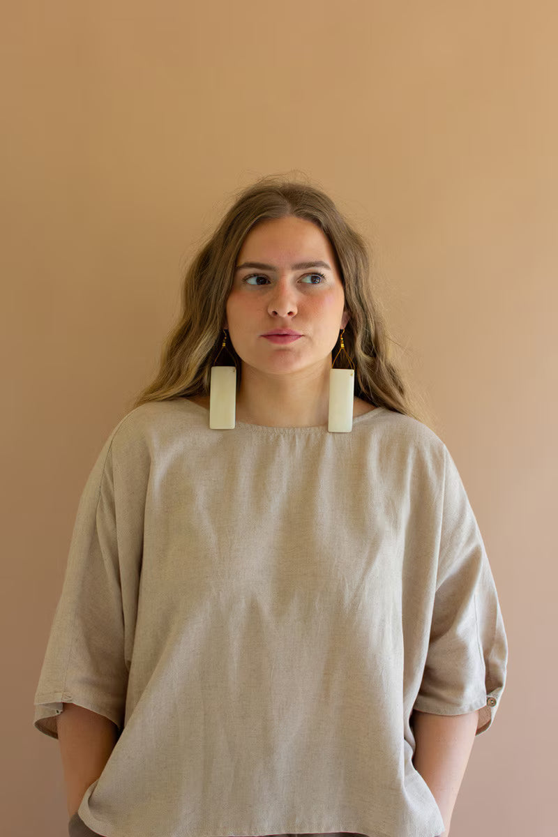 Pair of White Bone Earrings