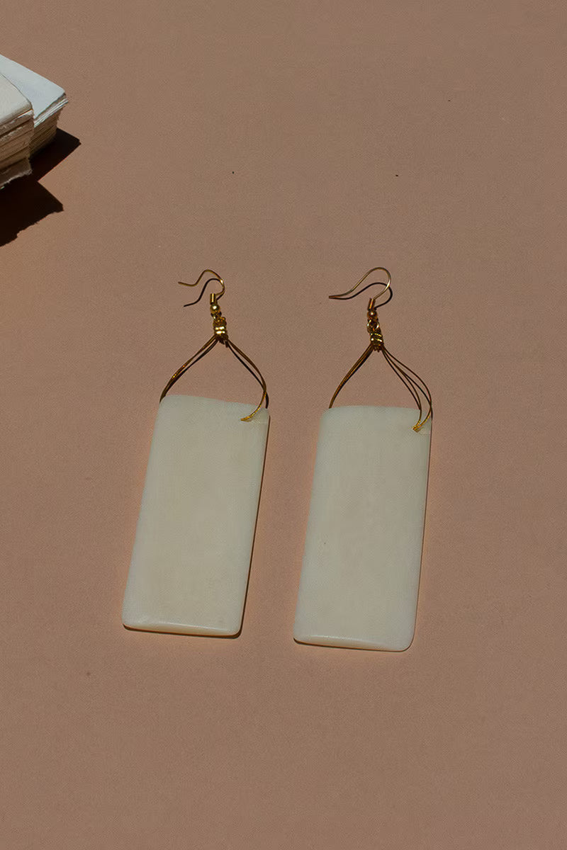 Pair of White Bone Earrings