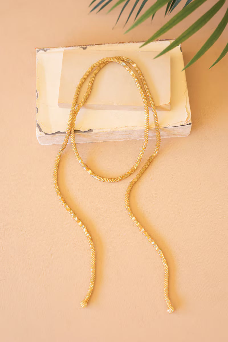 Gold Plain Seed-Beaded Lariat