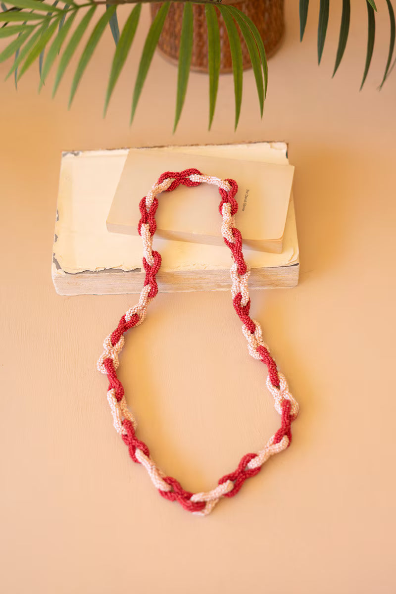 Seed Beaded Chain Necklace Cumin & Saffron