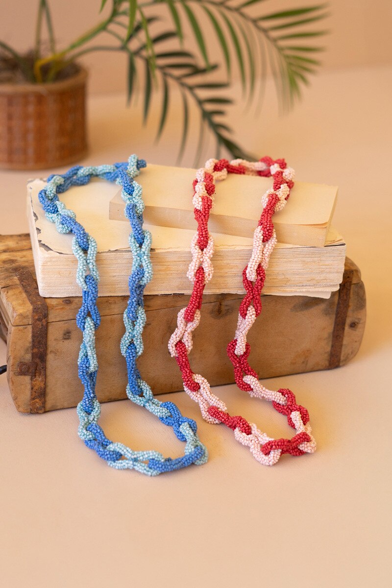 Seed Beaded Chain Necklace Cumin & Saffron