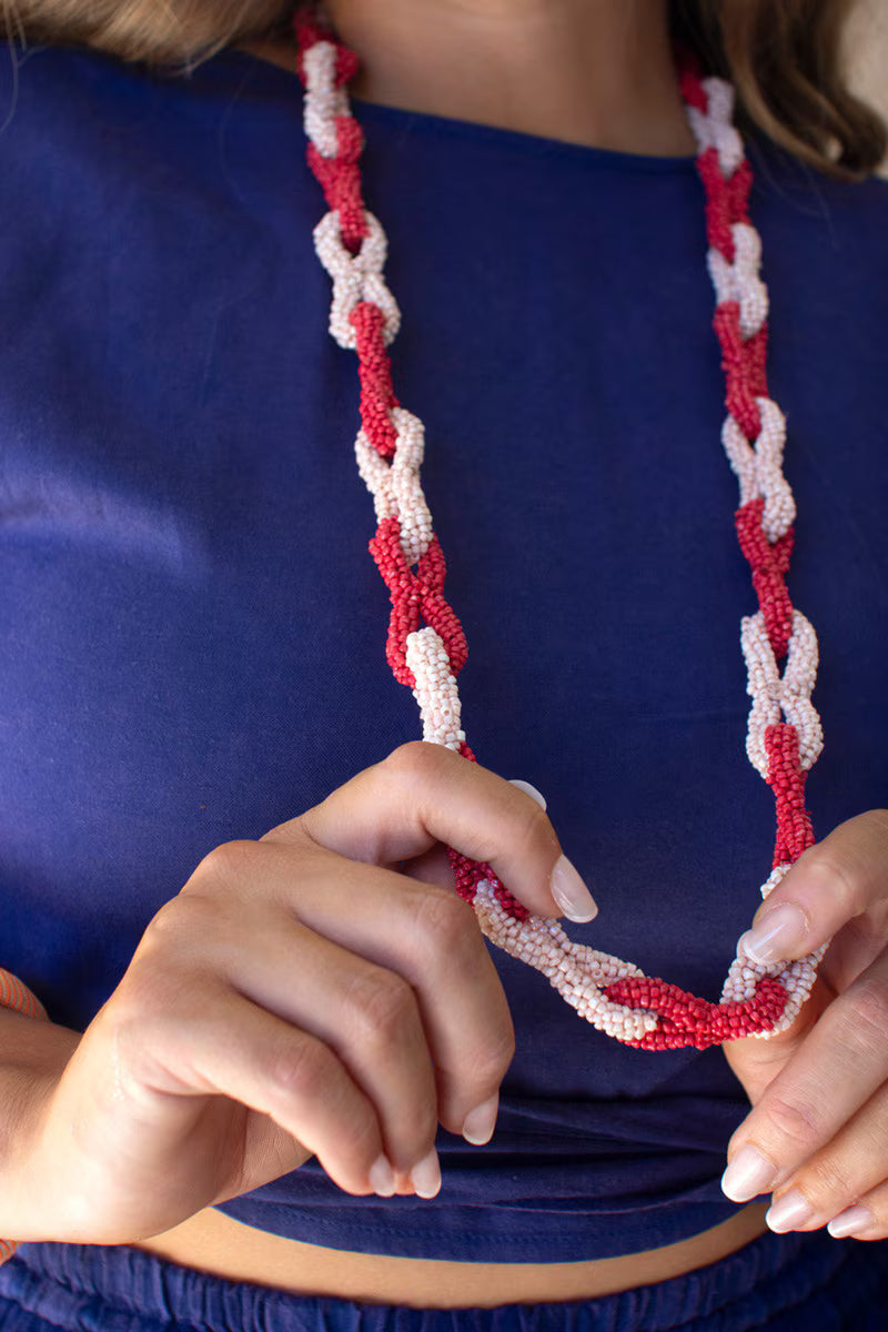 Seed Beaded Chain Necklace Cumin & Saffron
