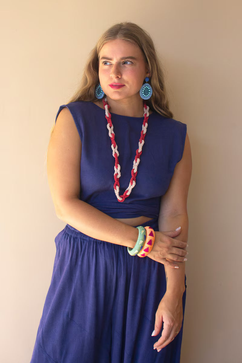 Seed Beaded Chain Necklace Cumin & Saffron