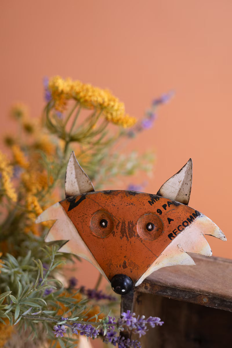 Recycled Metal Fox with Wooden Brick Mold