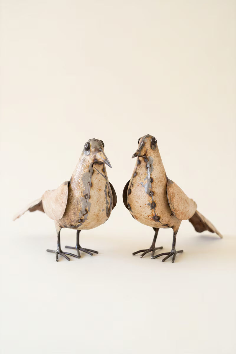 Set of 2 Recycled Metal Pigeons