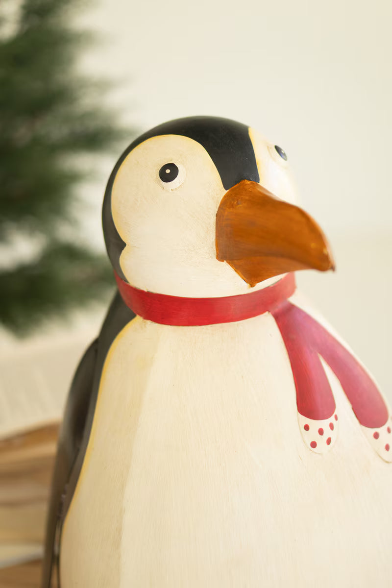 Large Painted Metal Penguin