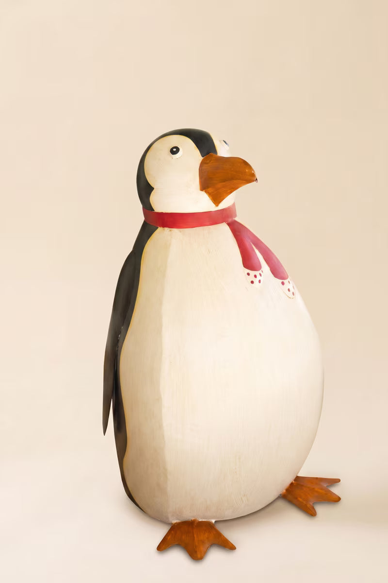 Large Painted Metal Penguin