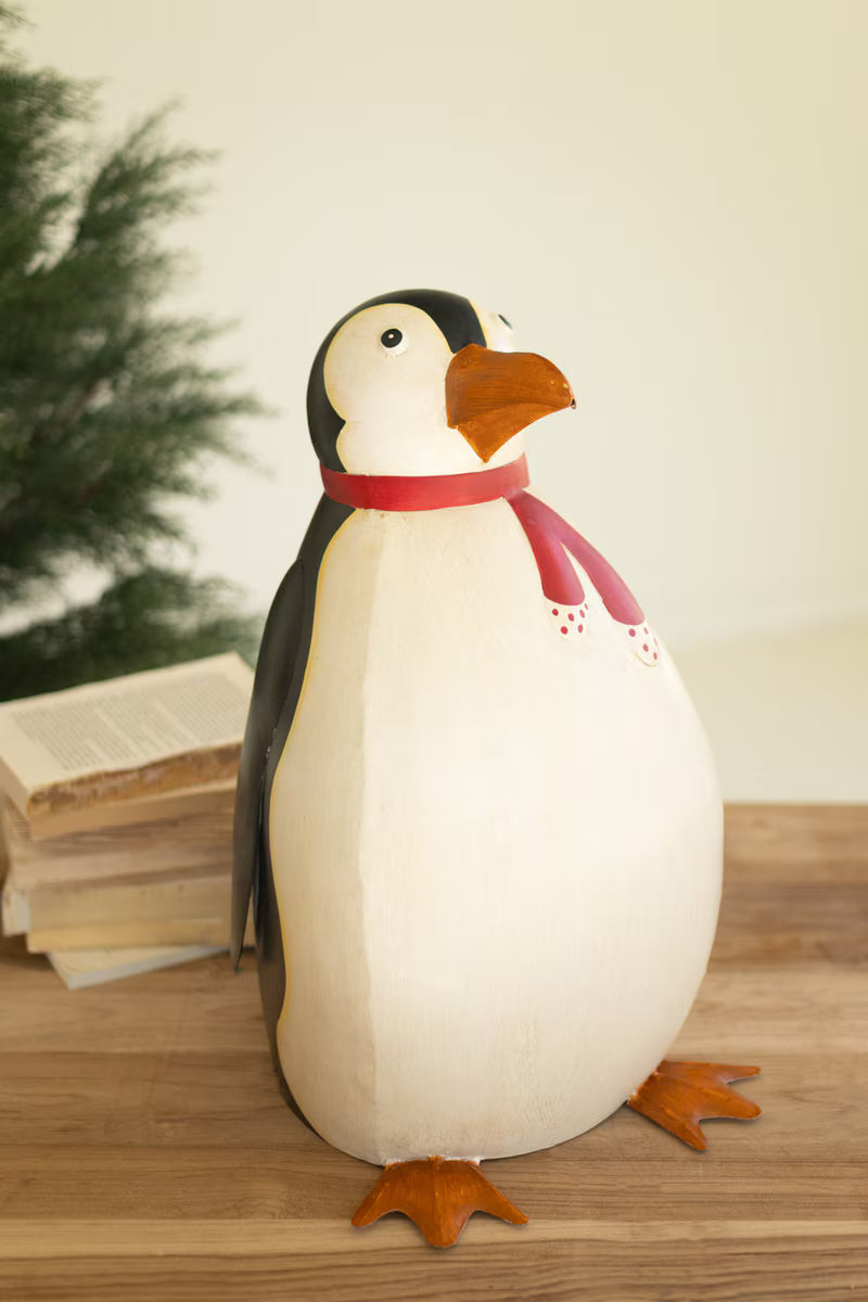 Large Painted Metal Penguin