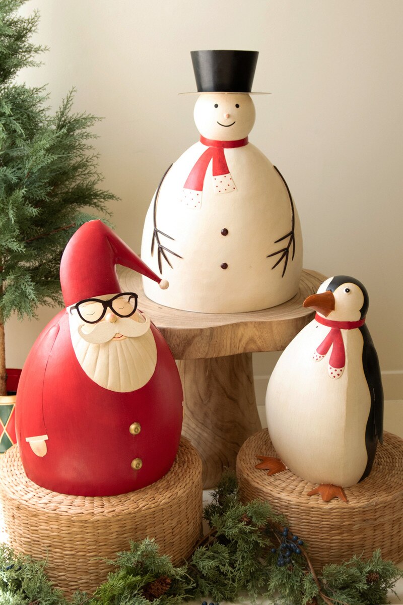 Large Painted Metal Santa with Glasses
