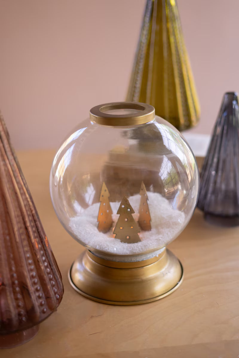 Glass and Metal Globe Candle Holder