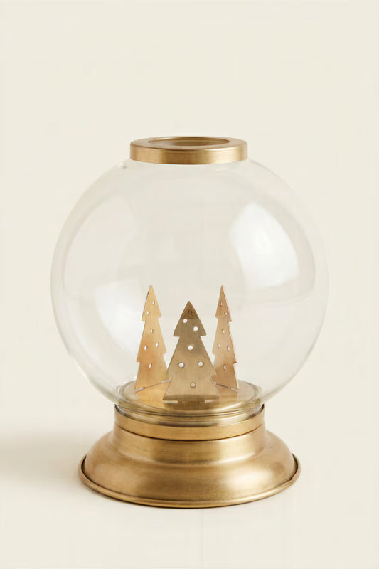 Glass and Metal Globe Candle Holder
