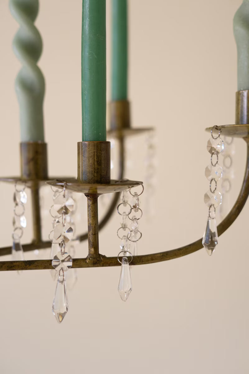 Forged-Iron Deer Candelabra Holder with Gems