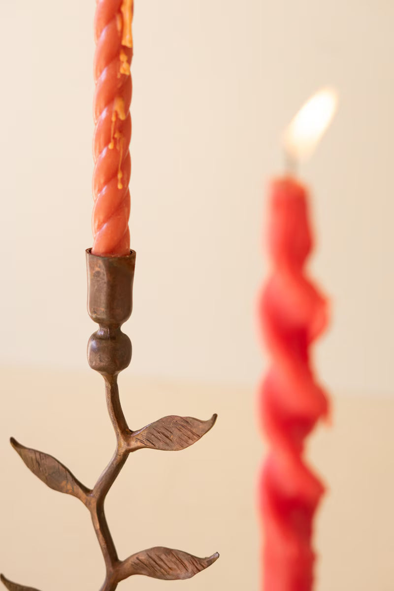 Set of 3 Forged-Iron Vines Taper Candle Holders