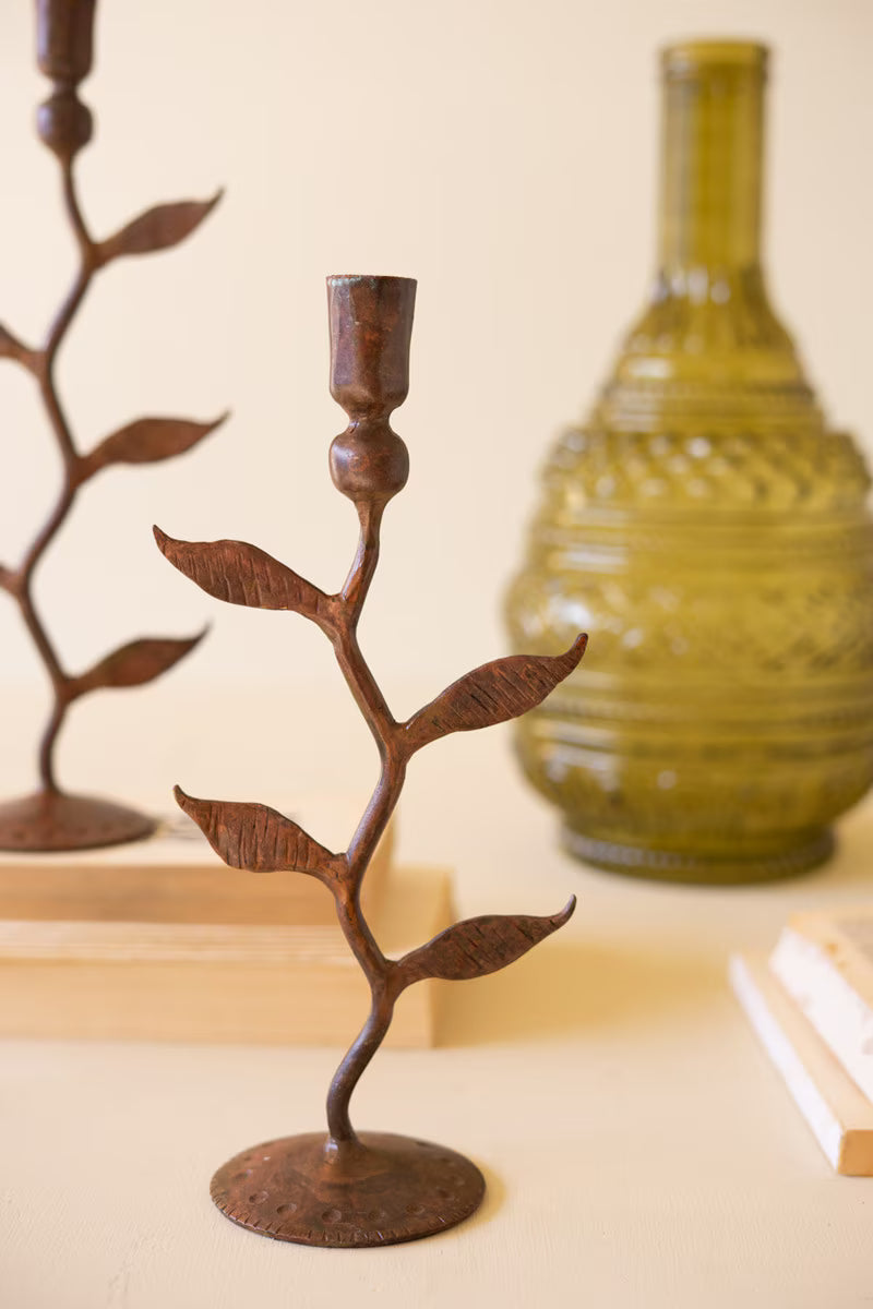 Set of 3 Forged-Iron Vines Taper Candle Holders