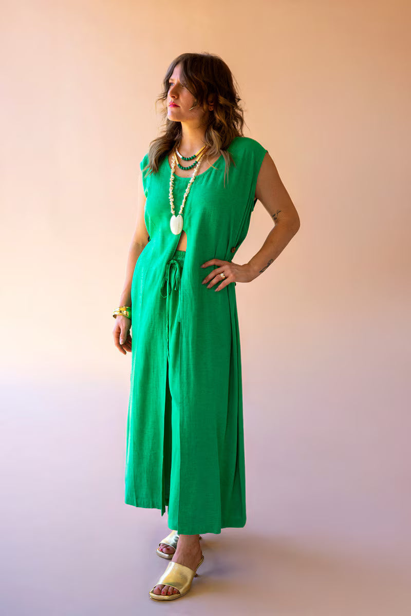 Kale Sleeveless Split-Front Tunic