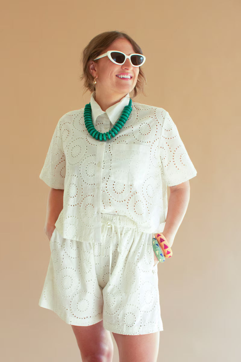 Eyelet Drawstring Short