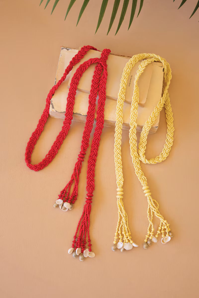 Saffron Seeded-Bead Belt