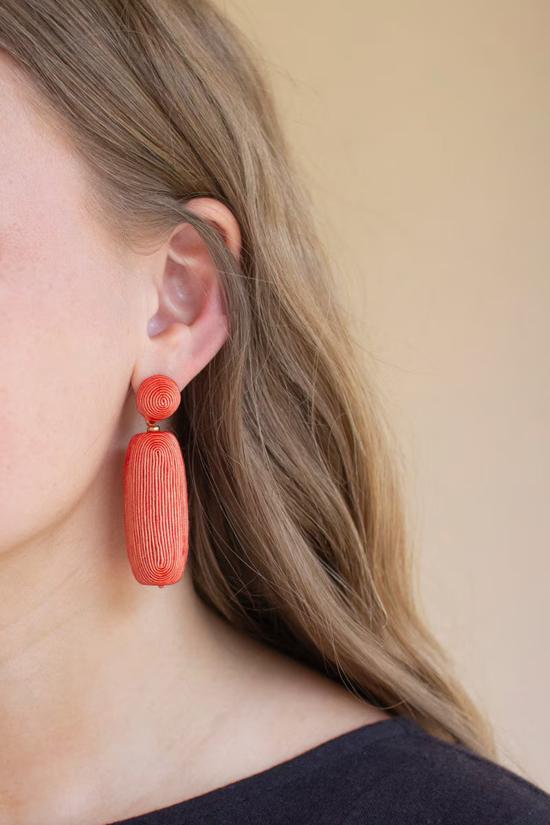 Fabricwrapped Earrings Coral