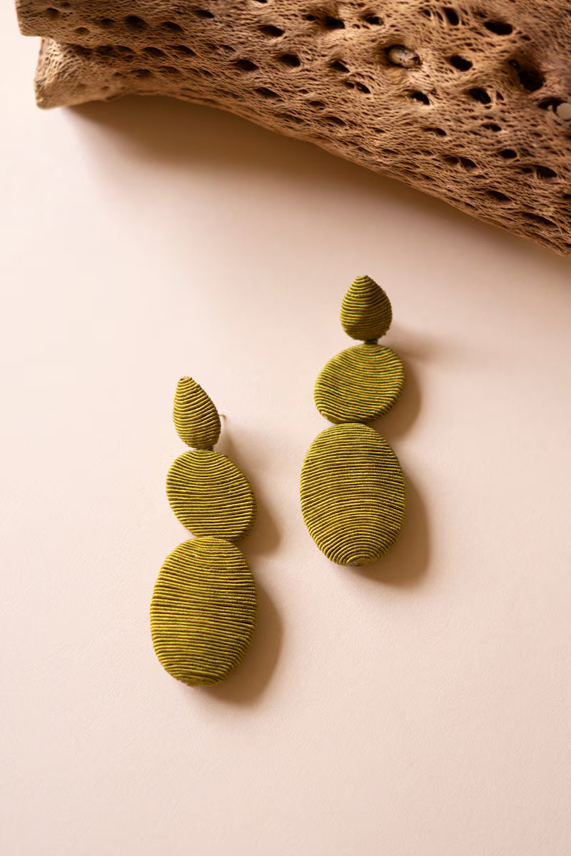 Chartreuse Fabricwrapped Earrings