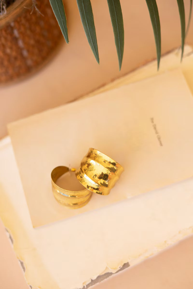 Half-Hoop Ridged Gold-Tone Earrings