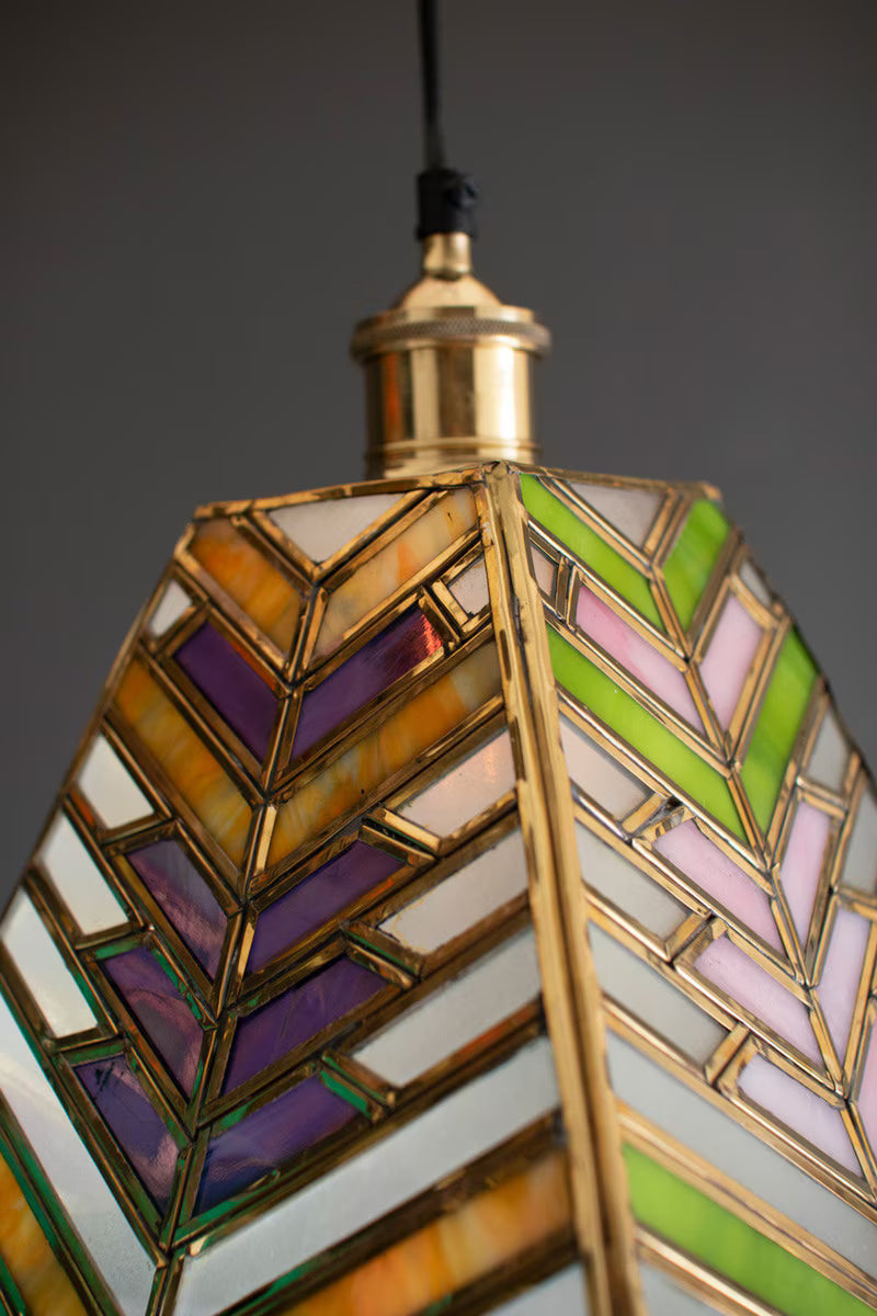 Pyramid Stained Glass Pendant Lamp