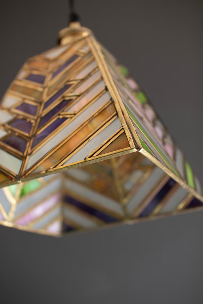 Pyramid Stained Glass Pendant Lamp