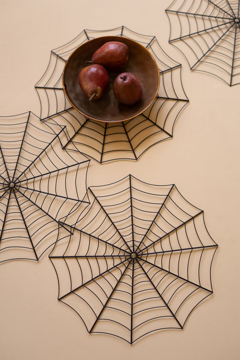 Set of 4 Black Wire Spider Web Placemats