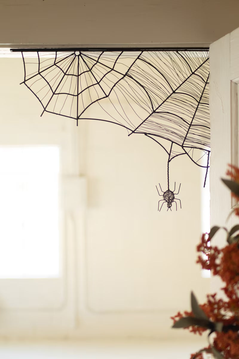 Wire Halloween Spider Web Corner Bracket