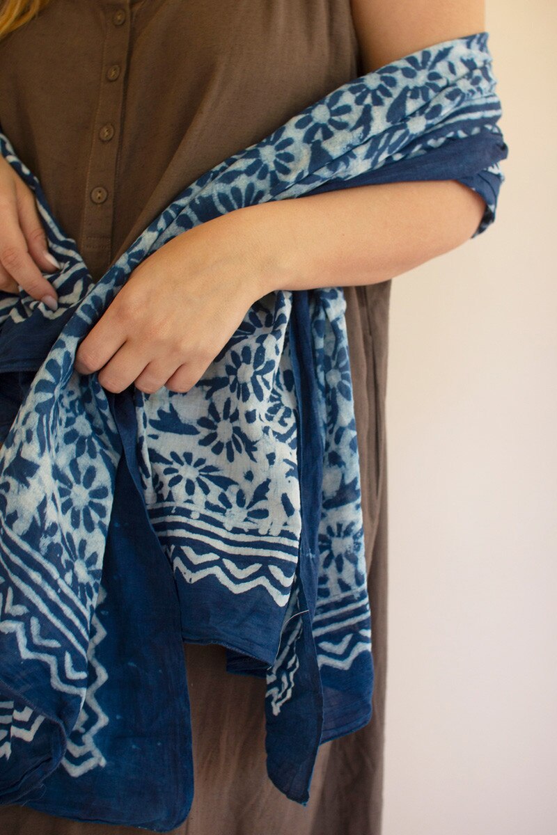 Set of 4 Mudblock-Printed Scarves