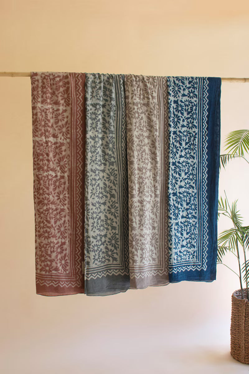 Set of 4 Mudblock-Printed Scarves