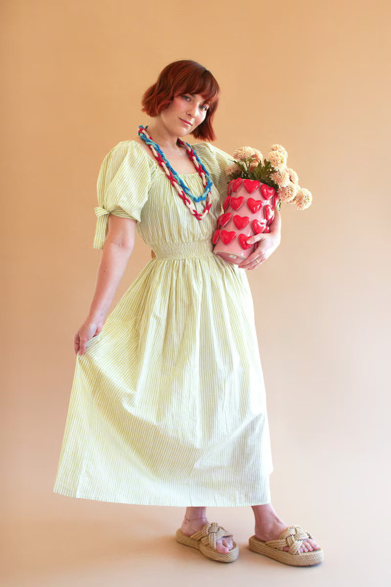 Striped Off-Shoulder Smocked Waist Dress