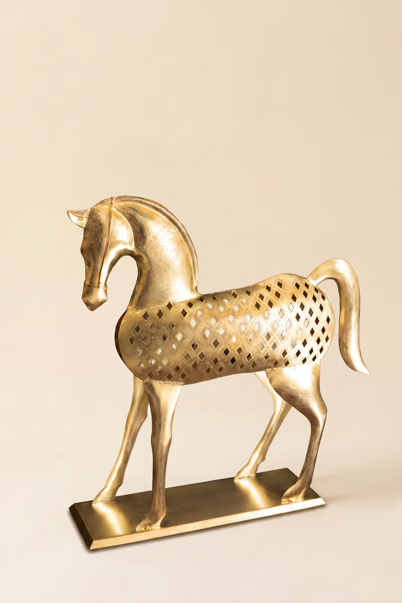 Antique Brass Horse Luminary