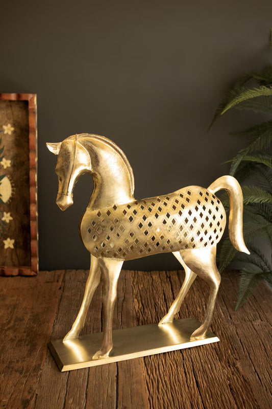 Antique Brass Horse Luminary