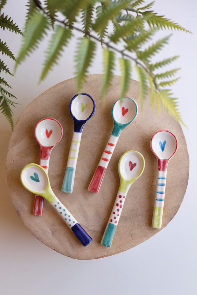 Set of 6 Decorative Ceramic Spoons