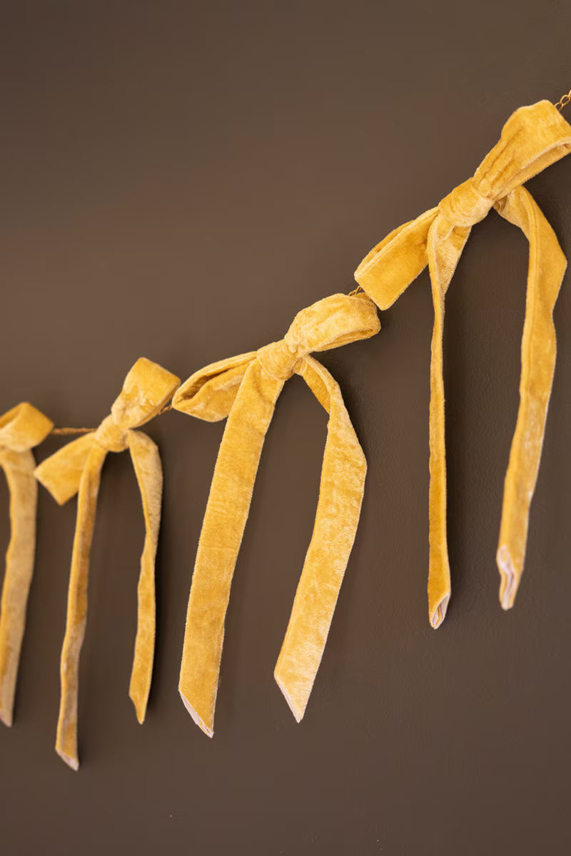 Gold Velvet Bow Garland on a Metal Chain