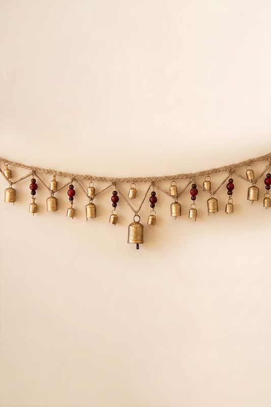 Christmas Bell Garland with Wood Beads