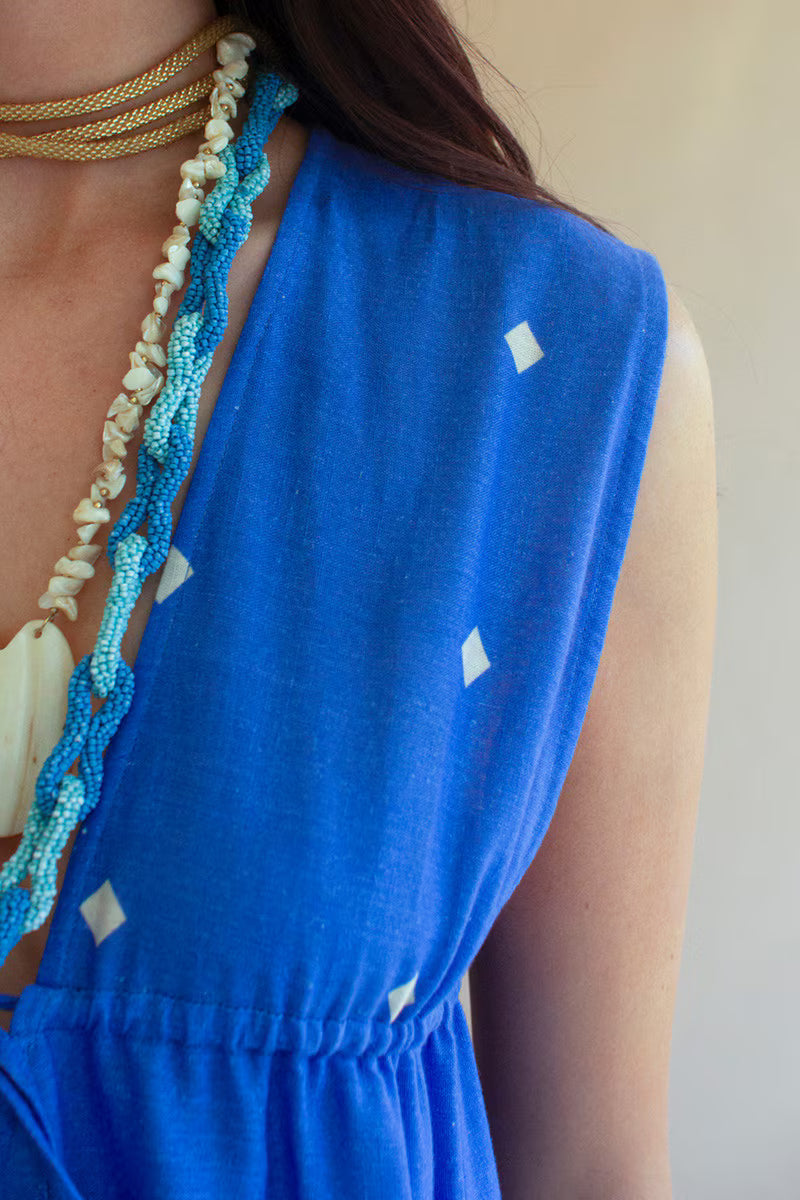 Fish Print Dress with Tie in Front